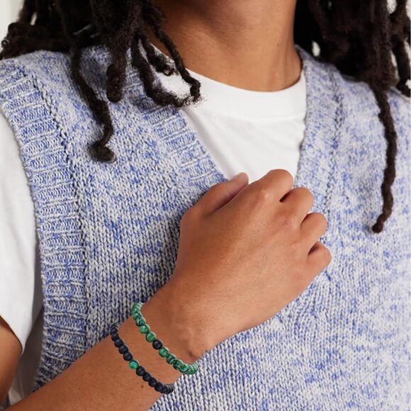 ⚡Rankeef Men 2Grey Lava Rock Tiger Eye 8MM Natural Stone Crystal Beaded Bracelet - Picture 6 of 8